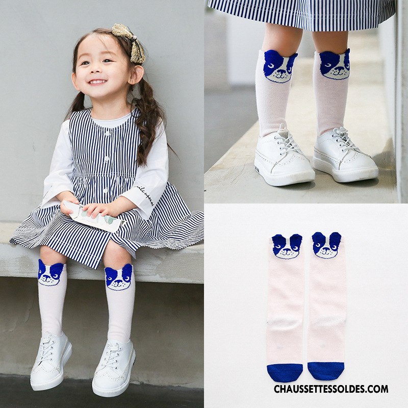 Chaussettes Mi Hautes Fille Dimensionnel Bétail Milieu 100% Coton Dessin Animé Petit Blanc