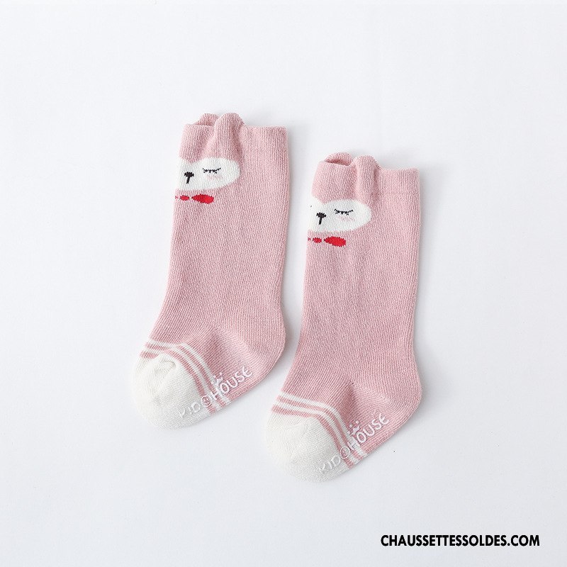 Chaussettes Mi Hautes Fille Dimensionnel Dessin Animé Printemps 100% Coton Bébé Enfant Rose