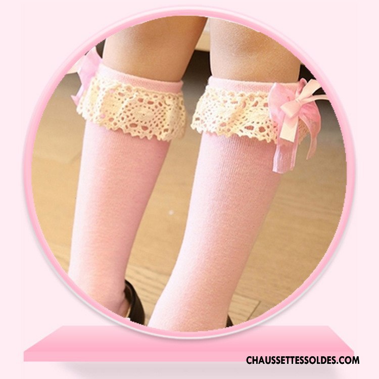Chaussettes Mi Hautes Fille Enfant 100% Coton Papillon Princesse Femme Dentelle Rose