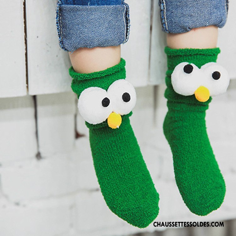 Chaussettes Mi Hautes Fille Enfant Charmant Créatif Gros Thermiques Le Nouveau Vert