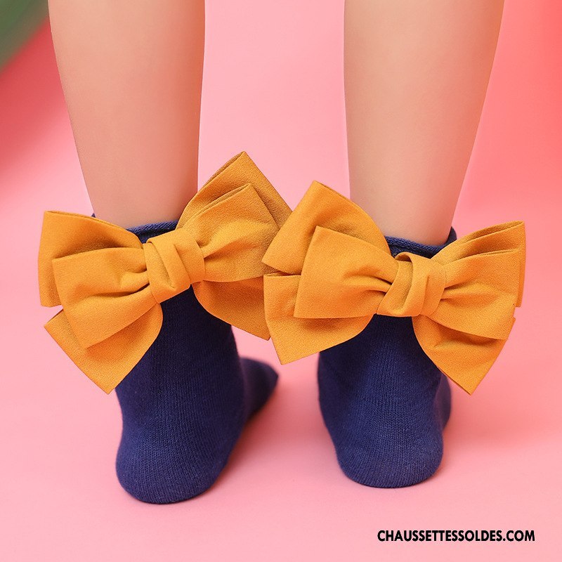 Chaussettes Mi Hautes Fille Enfant Chaussette Courte Original Papillon Désign 100% Coton Bleu Marin