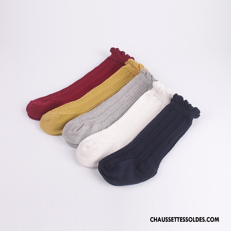 Chaussettes Mi Hautes Fille Enfant Femme Homme Printemps Fleurs Renforcé Pure Blanc
