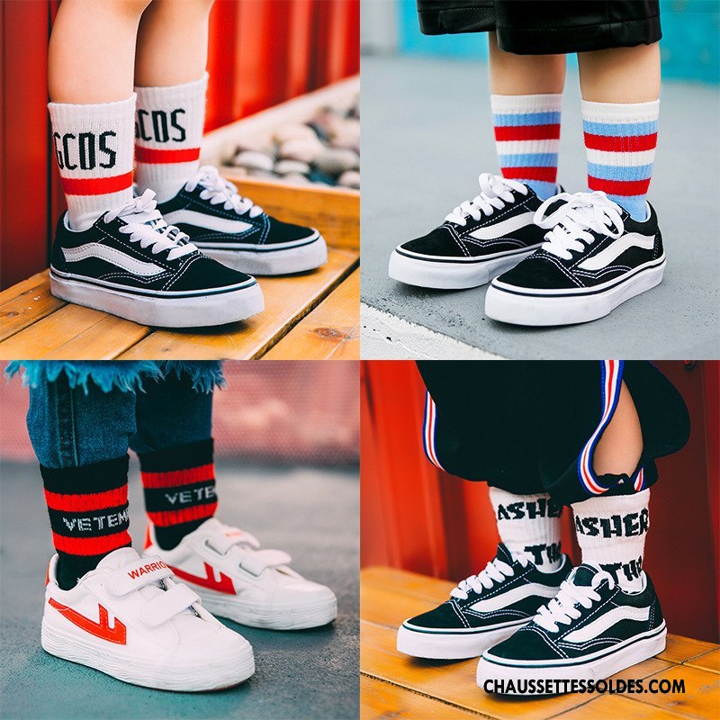 Chaussettes Mi Hautes Fille Enfant Hiver Tendance Mouvement Matelassé Personnalité Blanc