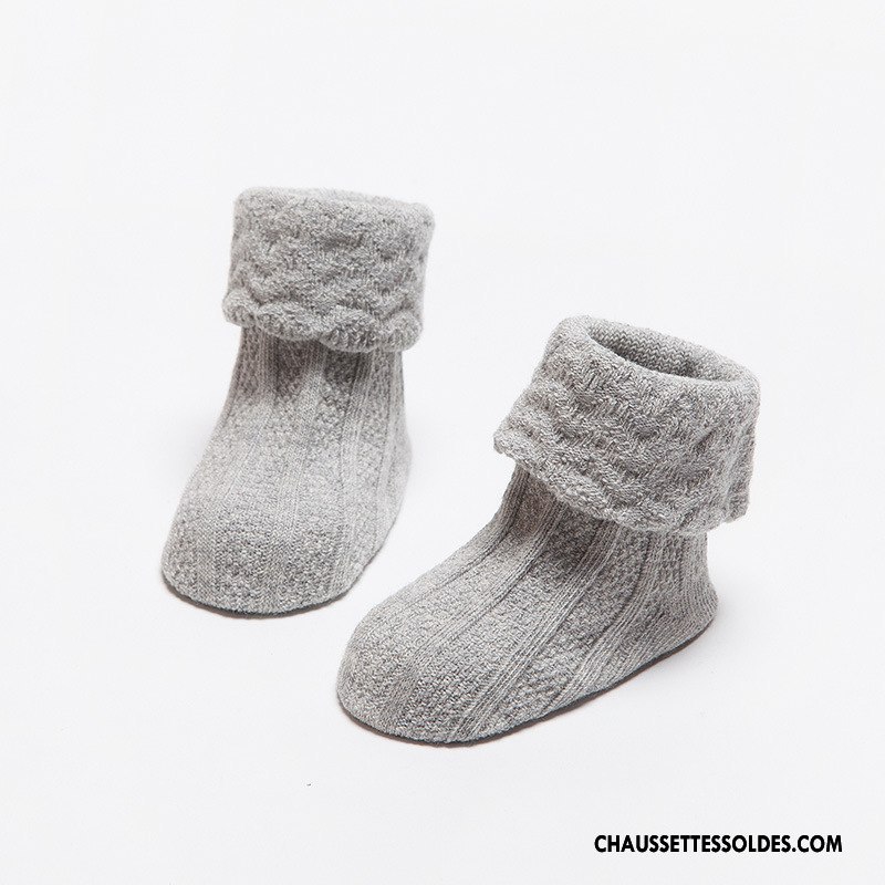 Chaussettes Mi Hautes Fille Enfant L'automne Le Nouveau Matelassé Printemps Dentelle Pure Gris