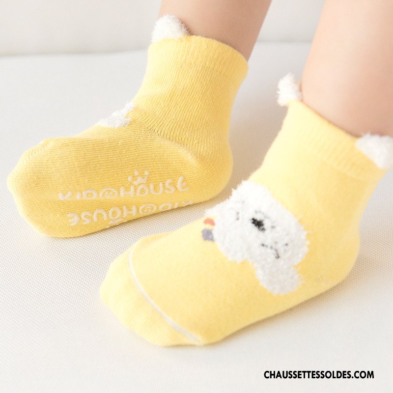 Chaussettes Mi Hautes Fille Enfant Le Nouveau Dessin Animé L'automne Bouche Libre Bébé Jaune