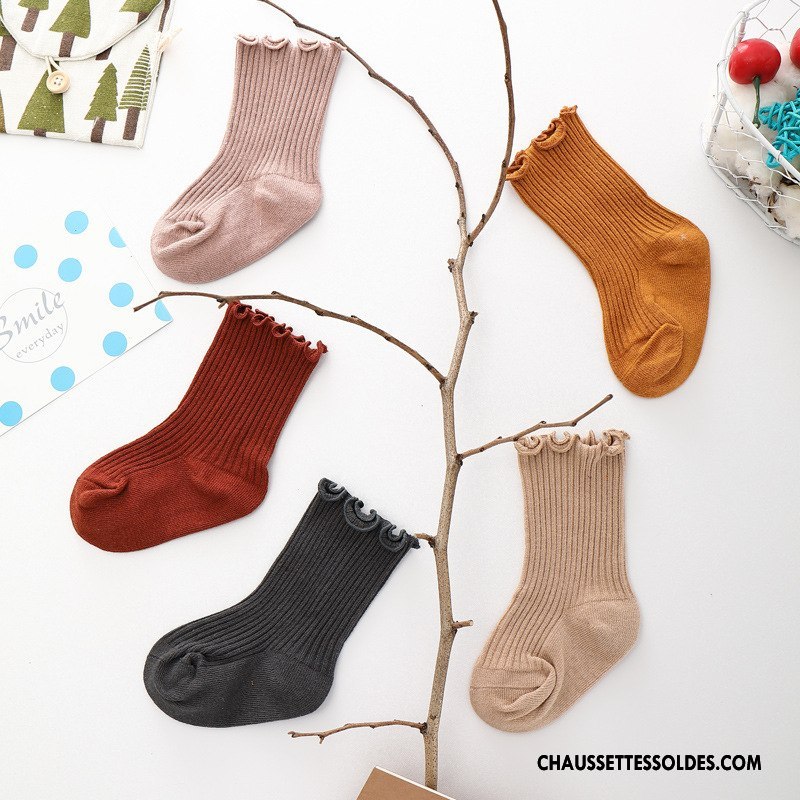 Chaussettes Mi Hautes Fille Enfant Le Nouveau Femme Dentelle Bébé Respirant Bordeaux Pure