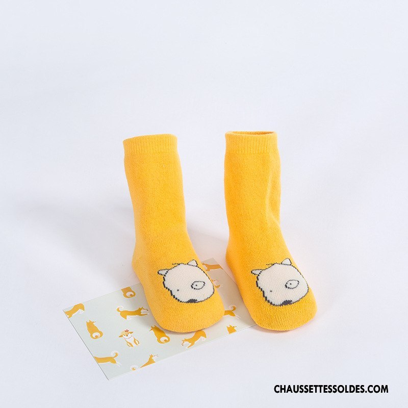 Chaussettes Mi Hautes Fille Enfant Le Nouveau Petit Ultra Bébé Terry Jaune