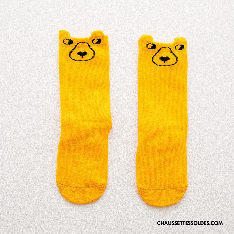 Chaussettes Mi Hautes Fille Enfant Longue Bébé Femme Très Mince Engrener Orange