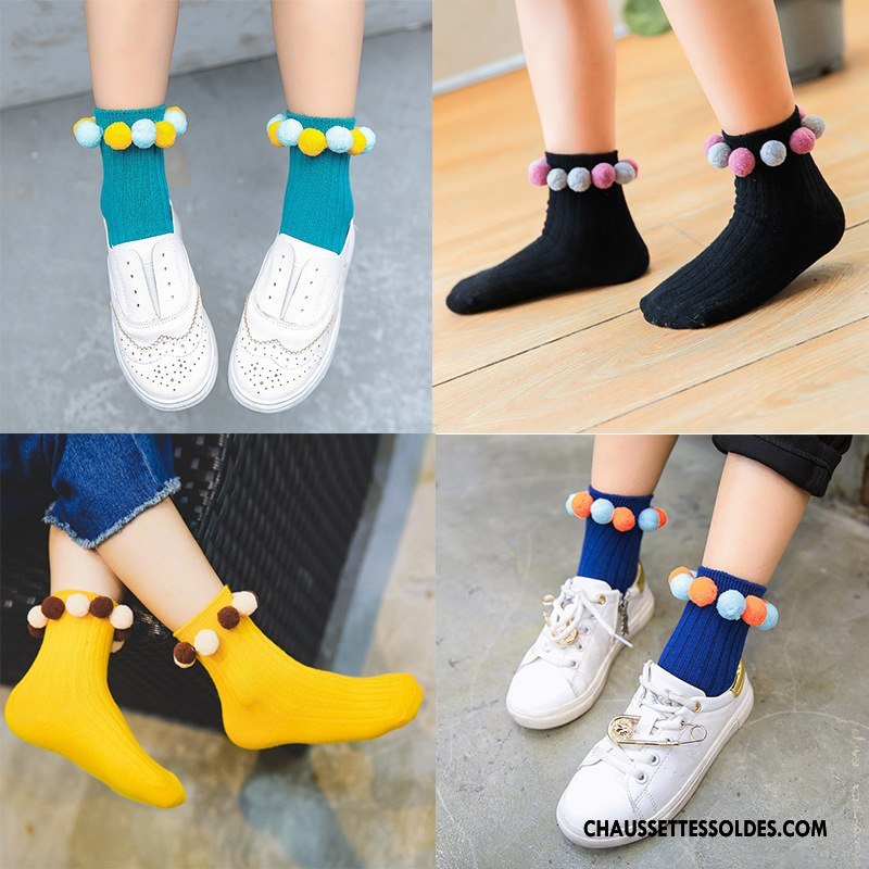Chaussettes Mi Hautes Fille Enfant Matelassé Manuel L'automne Hiver Milieu Vert Foncé