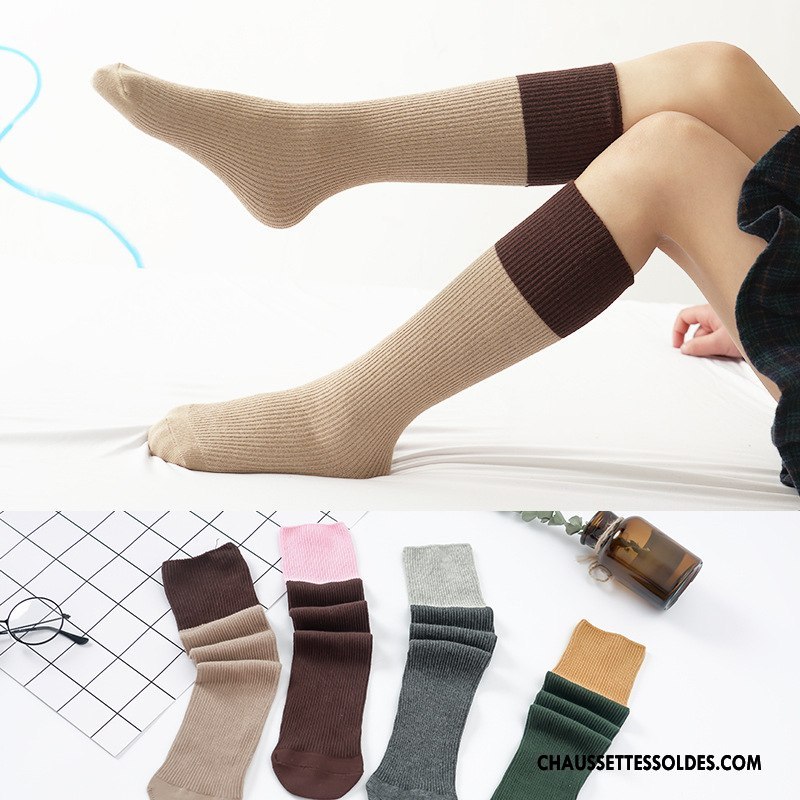 Chaussettes Mi Hautes Fille Enfant Milieu L'automne Homme Le Nouveau Femme Marron Couleurs Mixtes