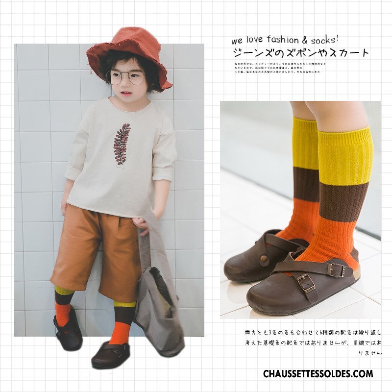 Chaussettes Mi Hautes Fille Enfant Milieu L'automne Printemps Tendance Tous Les Assortis Couleurs Mixtes Marron / Brun