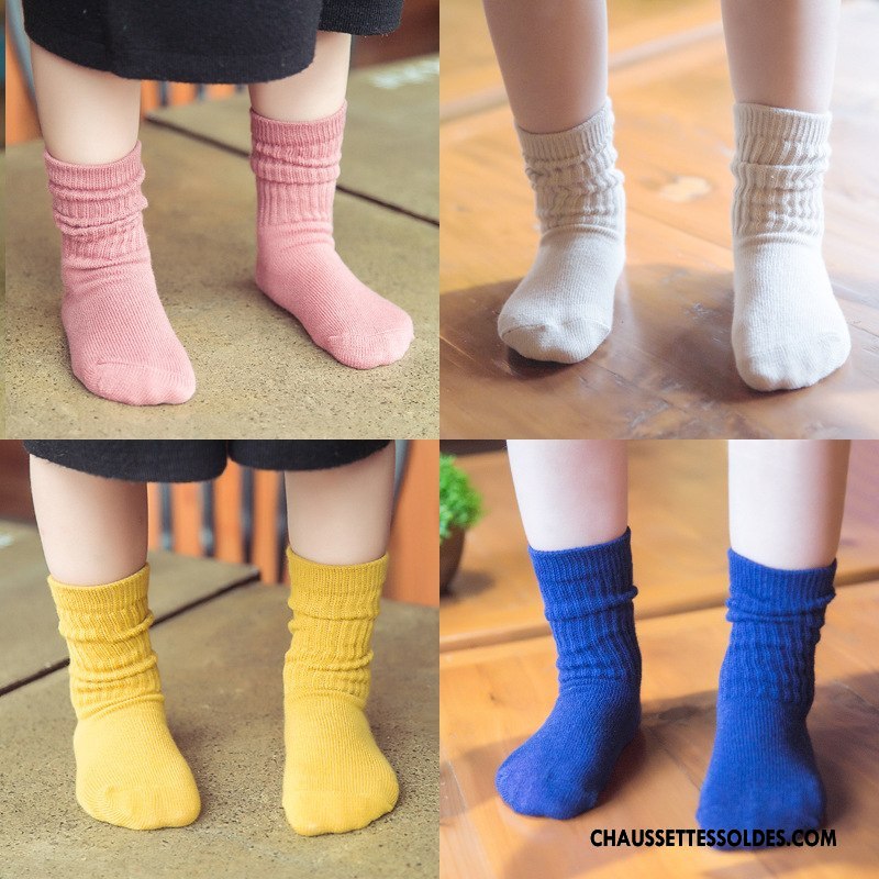Chaussettes Mi Hautes Fille Enfant Tous Les Assortis Le Nouveau Femme Hiver Matelassé Rose Pure