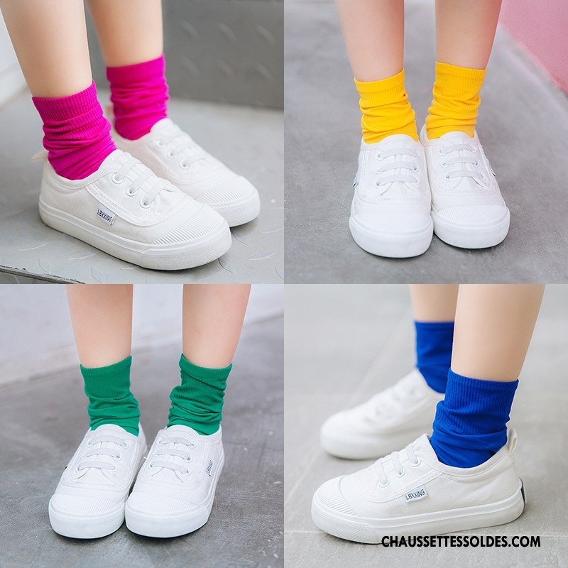 Chaussettes Mi Hautes Fille Enfant Velours Matelassé Chaussette De Noël Respirant Couleurs De Bonbons Rose