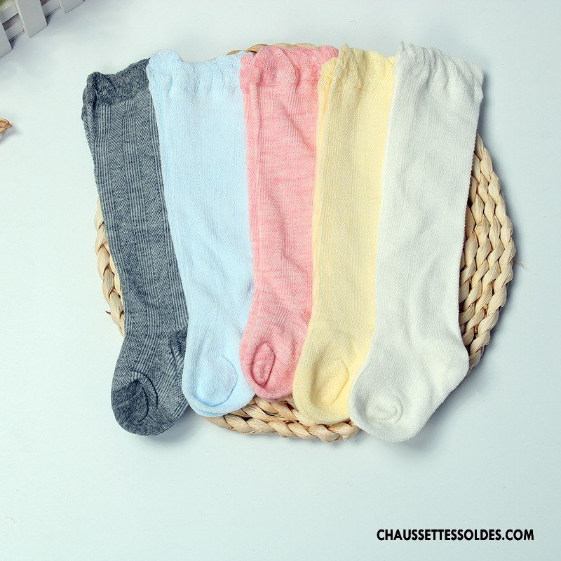 Chaussettes Mi Hautes Fille Engrener Matelassé Enfant Été Doux Mince Jaune