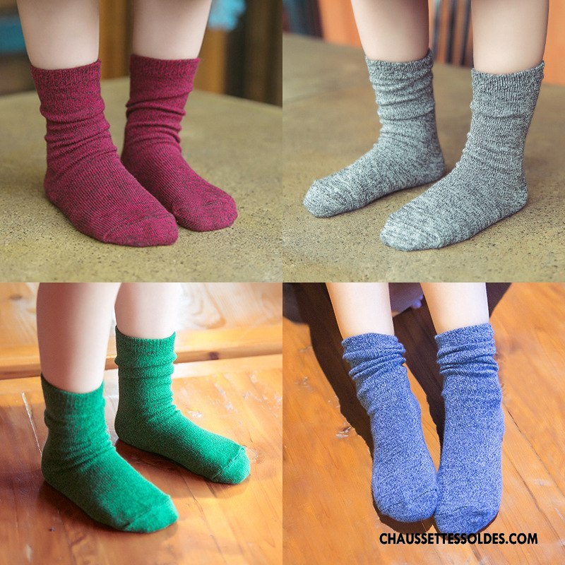 Chaussettes Mi Hautes Fille Femme L'automne Hiver Enfant Coton Bio Le Nouveau Bordeaux Pure