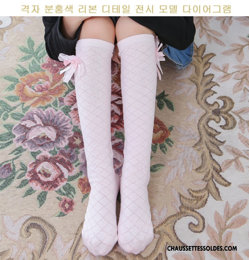 Chaussettes Mi Hautes Fille Grille Coton Bio Milieu Losange 100% Coton Papillon Rose