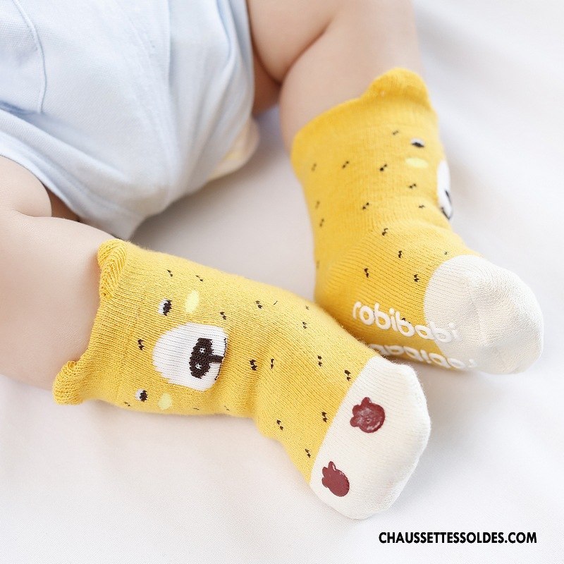 Chaussettes Mi Hautes Fille Hiver Bébé Dimensionnel Ultra Dessin Animé Imprimé Jaune