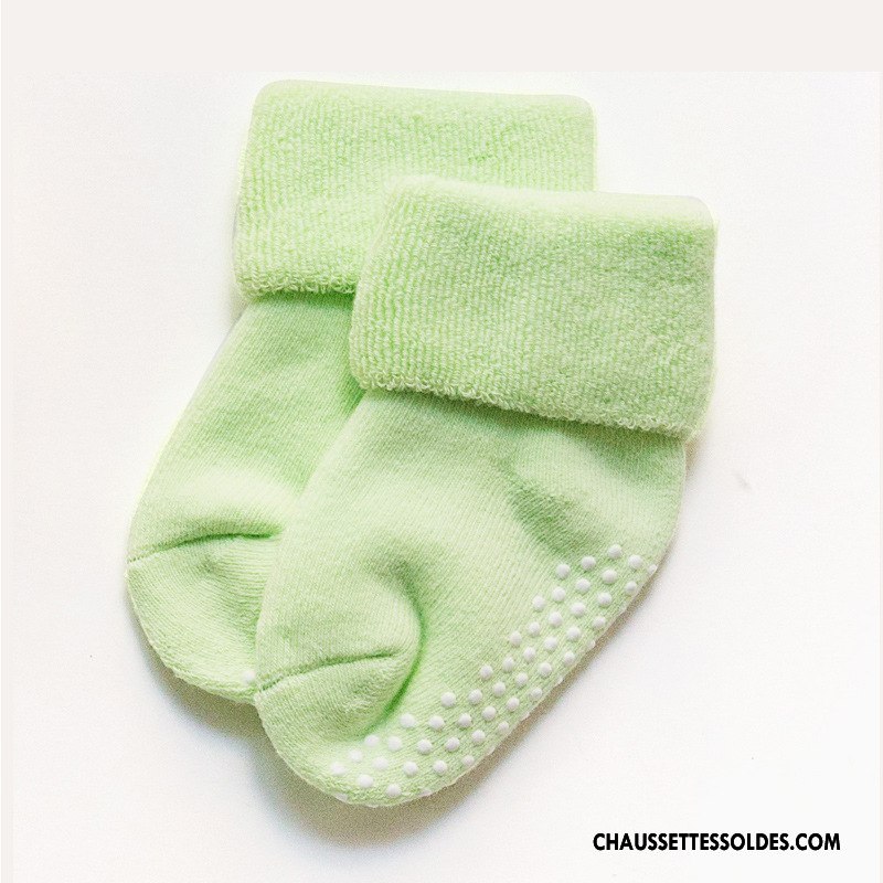 Chaussettes Mi Hautes Fille Hiver Coton Bio L'automne Le Nouveau Antidérapant Terry Vert