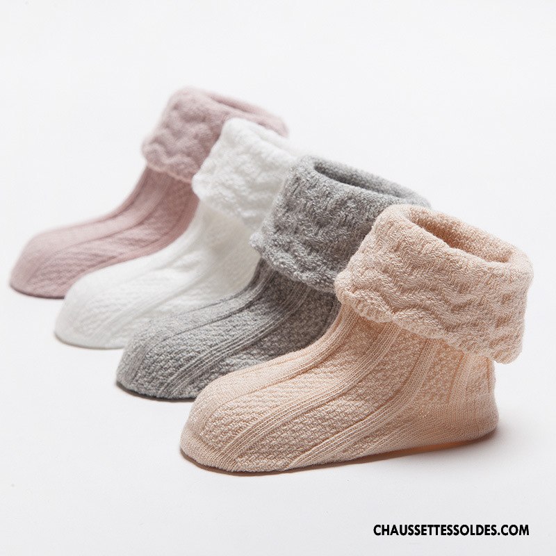 Chaussettes Mi Hautes Fille Hiver Le Nouveau Bouche Libre 100% Coton L'automne Bébé Pure Rose