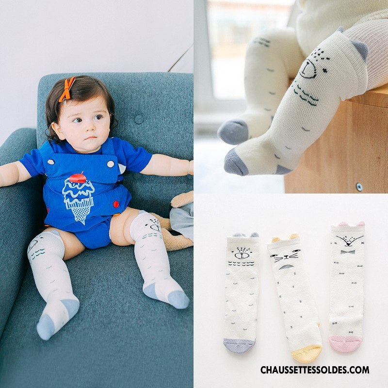 Chaussettes Mi Hautes Fille L'automne Bébé Ours Terry Enfant Dessin Animé Blanc