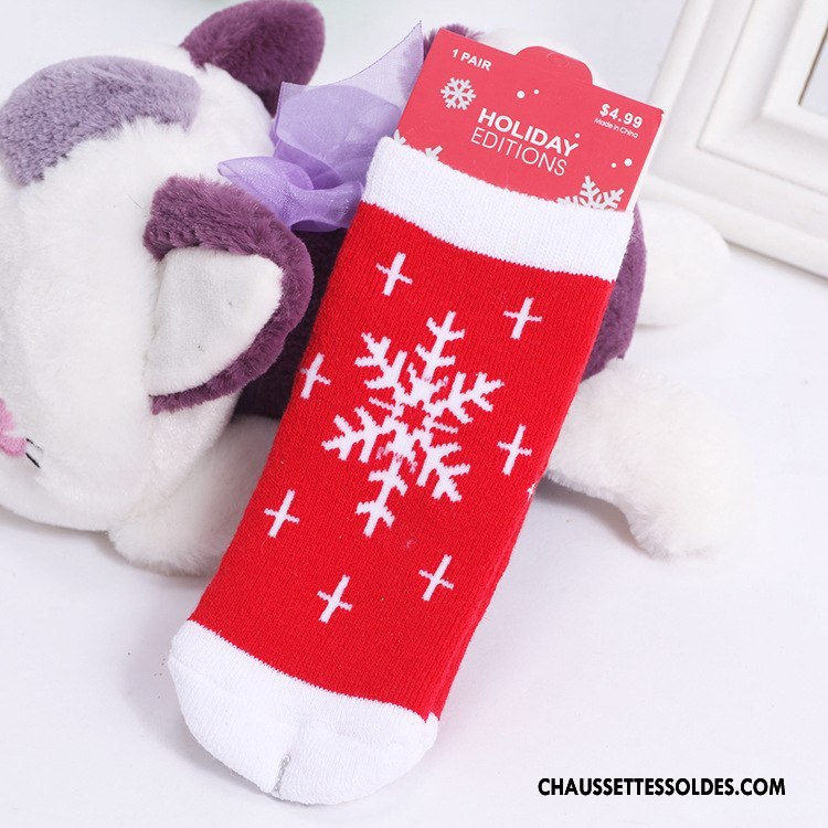 Chaussettes Mi Hautes Fille L'automne Enfant Noël Bébé Terry Hiver Rouge