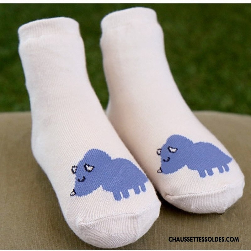 Chaussettes Mi Hautes Fille L'automne Hiver 100% Coton Antidérapant Chaussette Courte Beige Blanc