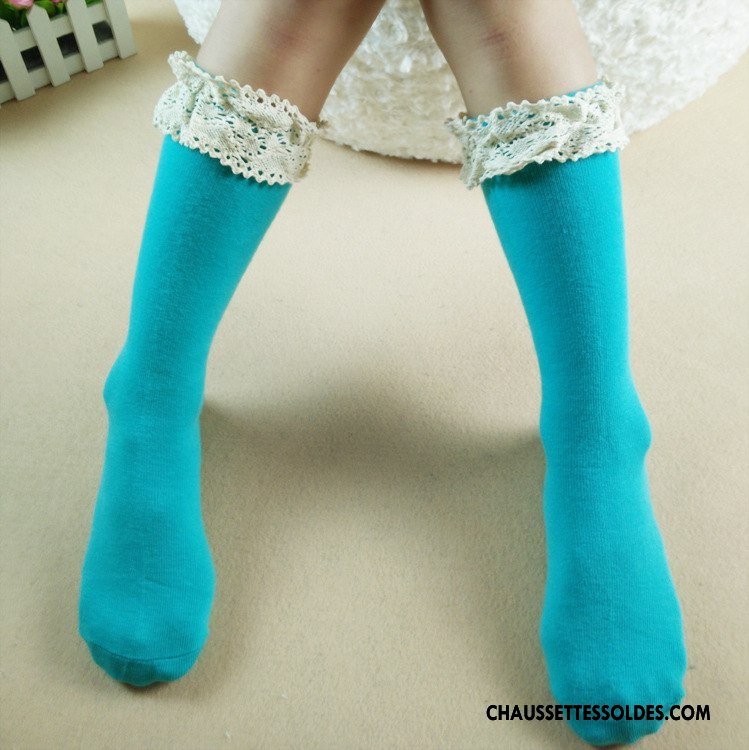 Chaussettes Mi Hautes Fille L'automne Milieu Chaussettes En Coton Dentelle Clearance À Vendre Enfant Rose