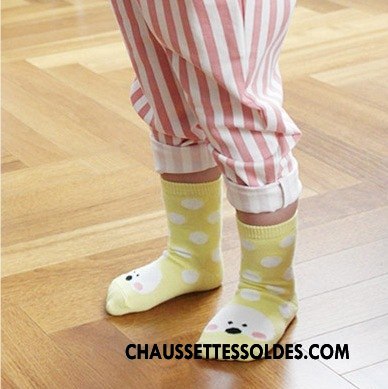 Chaussettes Mi Hautes Fille Le Nouveau Courte Antidérapant Enfant Matelassé Jaune