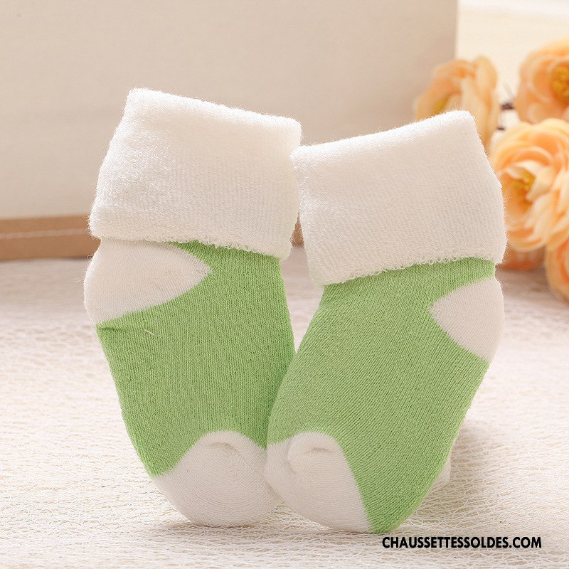 Chaussettes Mi Hautes Fille Le Nouveau Matelassé Bébé Terry Enfant Vert