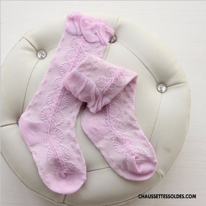 Chaussettes Mi Hautes Fille Légère Dentelle Milieu Engrener Femme Flocon De Neige Violet