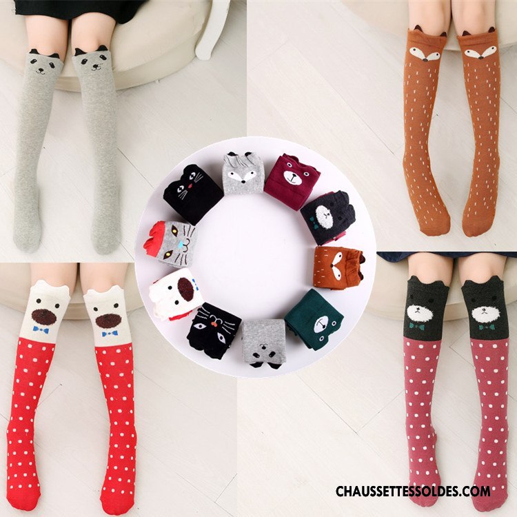 Chaussettes Mi Hautes Fille Matelassé Dessin Animé Femme Enfant Le Nouveau Milieu Gris