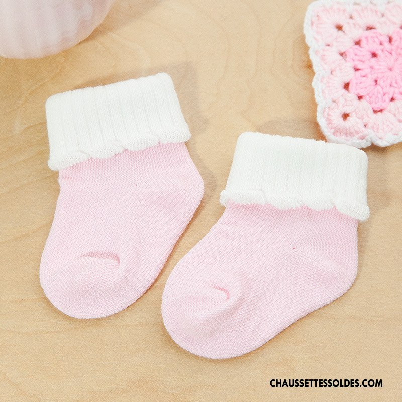 Chaussettes Mi Hautes Fille Matelassé L'automne Femme Homme Enfant Coton Bio Pure Rose