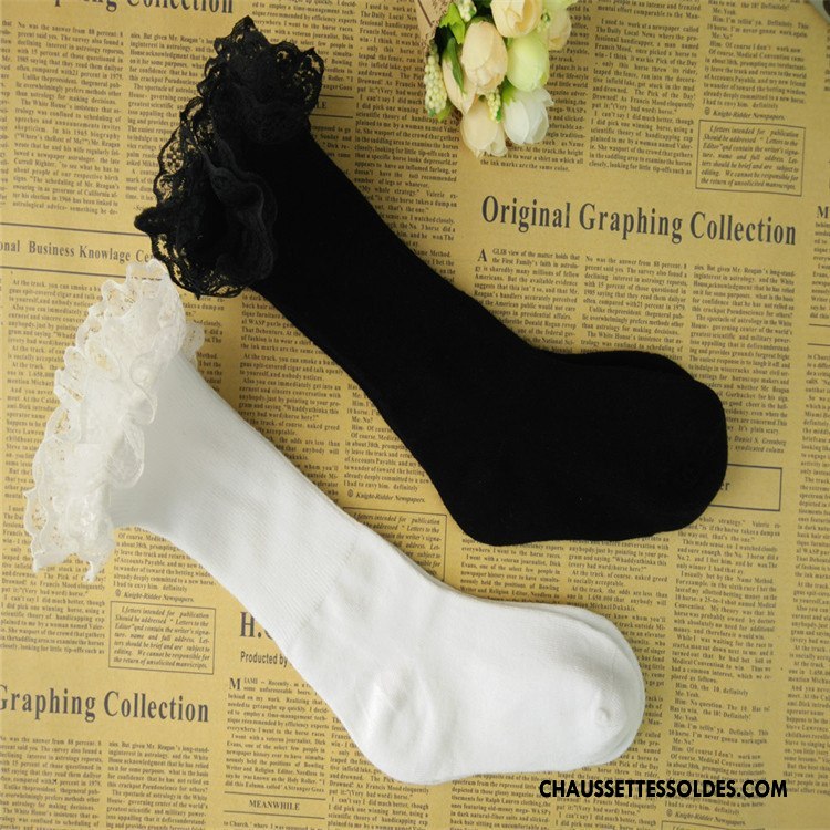 Chaussettes Mi Hautes Fille Matelassé Nouvelles Arrivées Manuel Dentelle Enfant Blanc