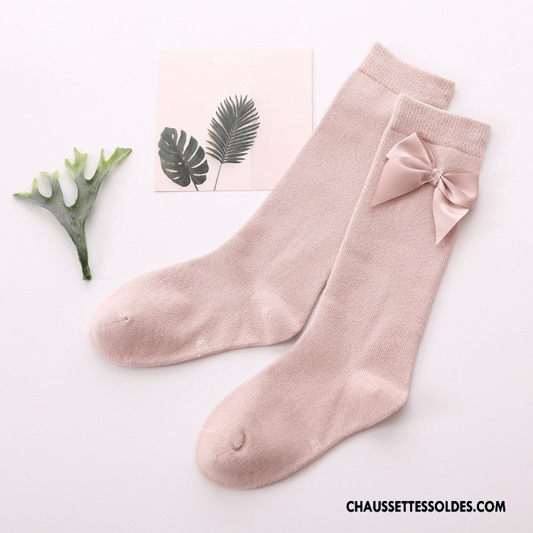 Chaussettes Mi Hautes Fille Milieu Gros 100% Coton Papillon Printemps Bébé Rose
