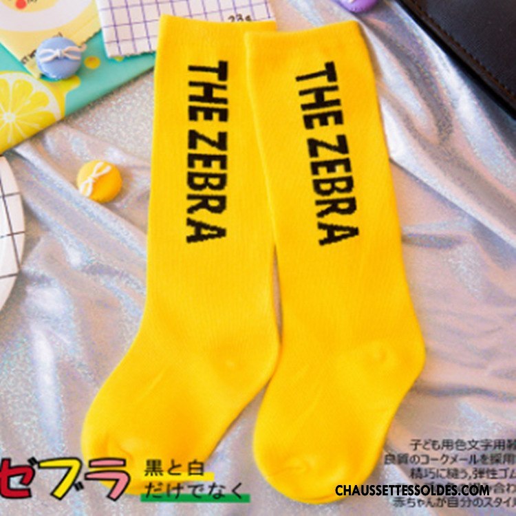 Chaussettes Mi Hautes Fille Original Lettre Milieu Élève Tendance Désign Jaune