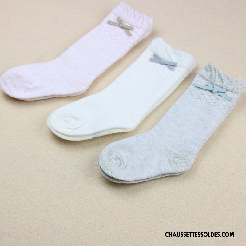 Chaussettes Mi Hautes Fille Papillon Coton Bio Bébé Enfant Beige Milieu Blanc