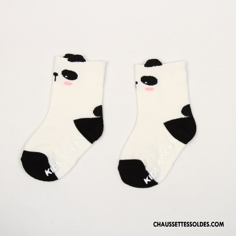 Chaussettes Mi Hautes Fille Printemps Enfant Le Nouveau Antidérapant Dimensionnel Coton Bio Blanc