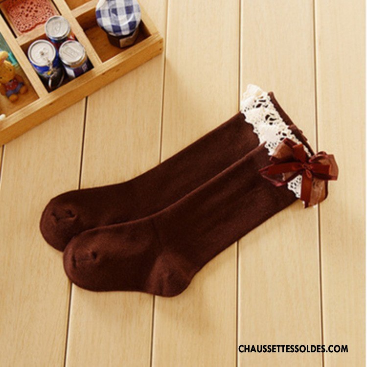 Chaussettes Mi Hautes Fille Printemps Papillon L'automne Enfant Milieu Chaussettes En Coton Marron / Brun