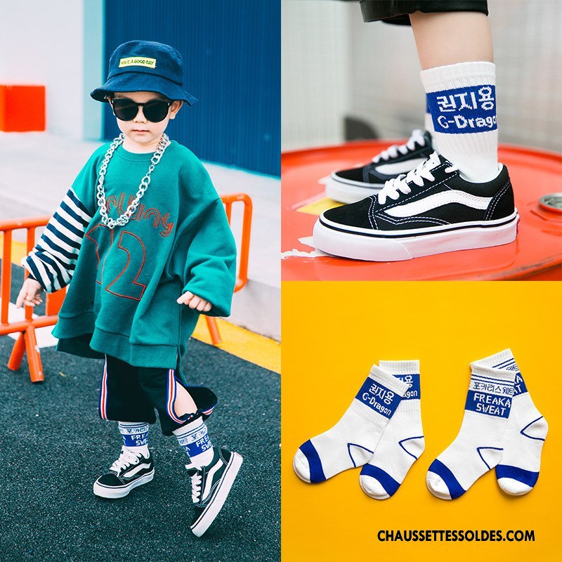 Chaussettes Mi Hautes Fille Super Star Enfant Chaussette Courte 100% Coton Mouvement L'automne Blanc