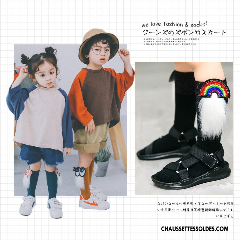 Chaussettes Mi Hautes Fille Tendance Enfant Chaussettes En Coton Le Nouveau Œil Milieu Bleu Marin