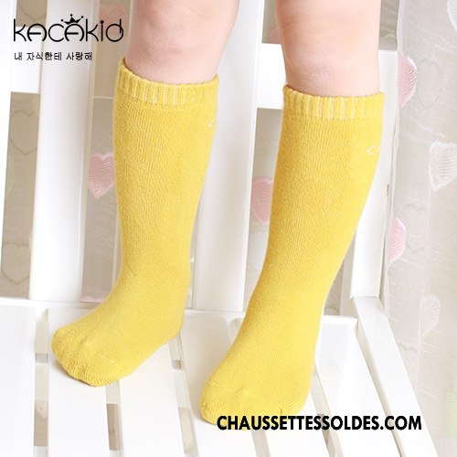 Chaussettes Mi Hautes Fille Terry Enfant L'automne Femme Homme Hiver Jaune