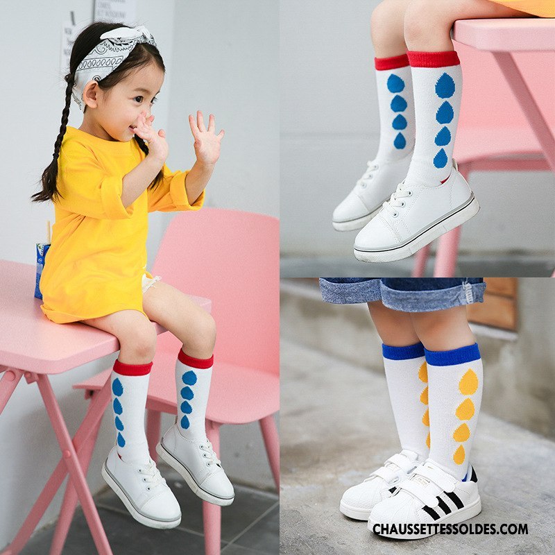 Chaussettes Mi Hautes Fille Tous Les Assortis Matelassé Charmant Enfant Mouvement Milieu Rouge
