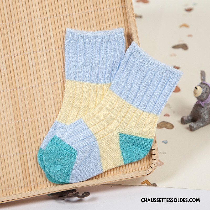 Chaussettes Mi Hautes Fille Élève Été Matelassé Milieu Enfant Cuisse Fishnet Bleu