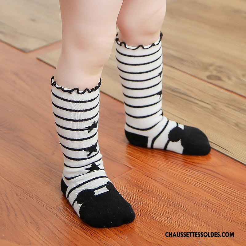 Chaussettes Mi Hautes Fille Étoile Bébé Coton Bio Milieu Dessin Animé Enfant Blanc