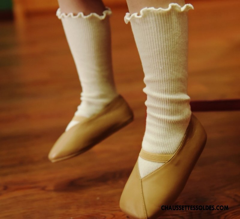 Chaussettes Mi Hautes Fille Été Homme Enfant Bébé Coton Bio Beige Jaune