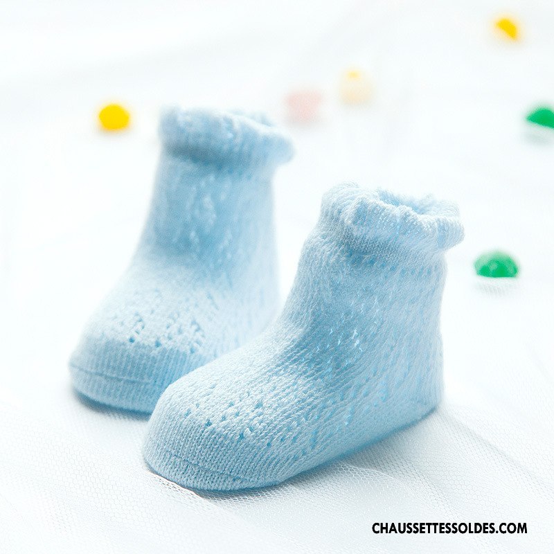Chaussettes Mi Hautes Fille Été Légère Bébé Enfant Gros Matelassé Bleu