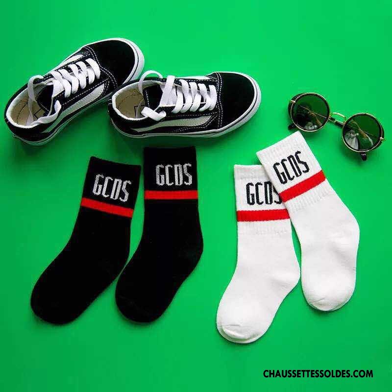 Chaussettes Mi Hautes Garçon 100% Coton Printemps Créatif Le Nouveau Lettre Europe Noir