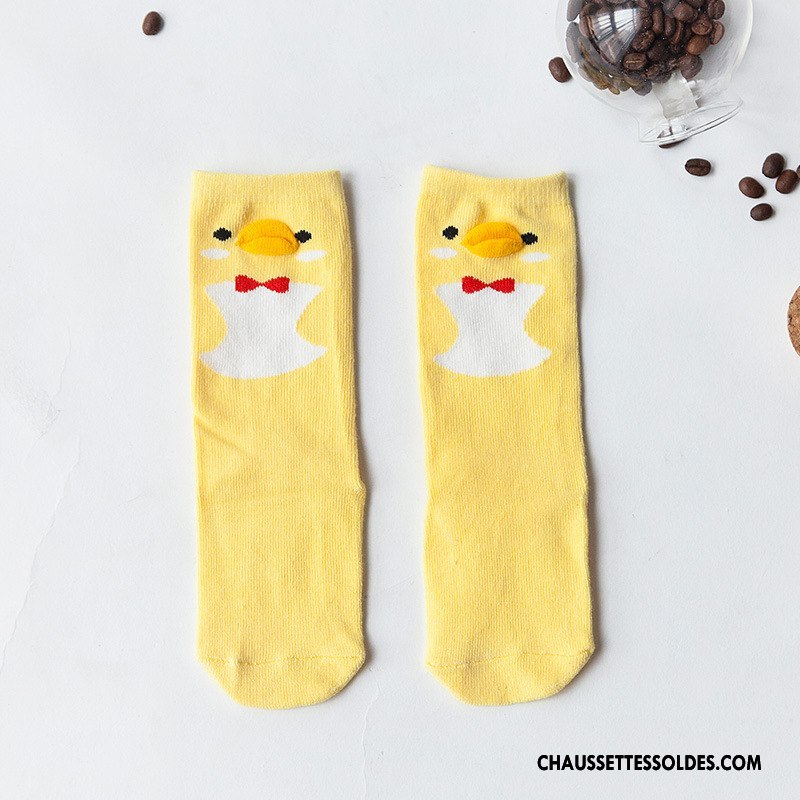 Chaussettes Mi Hautes Garçon Antidérapant Bébé Milieu Printemps 100% Coton Le Nouveau Jaune