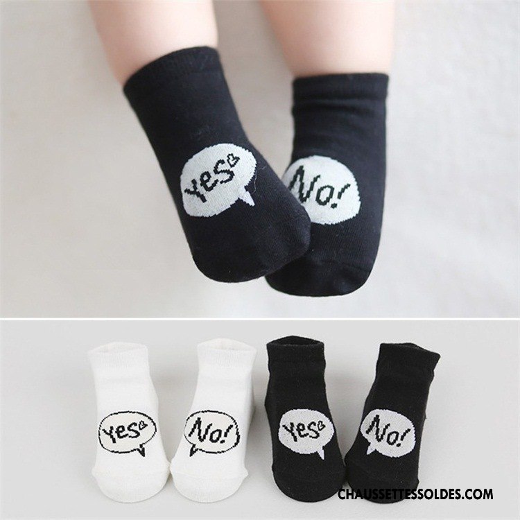 Chaussettes Mi Hautes Garçon Asymétrie Bébé Le Nouveau Enfant Lettre Antidérapant Noir