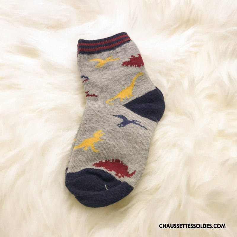 Chaussettes Mi Hautes Garçon Bicolore Enfant Milieu Homme Coton Bio Printemps Gris